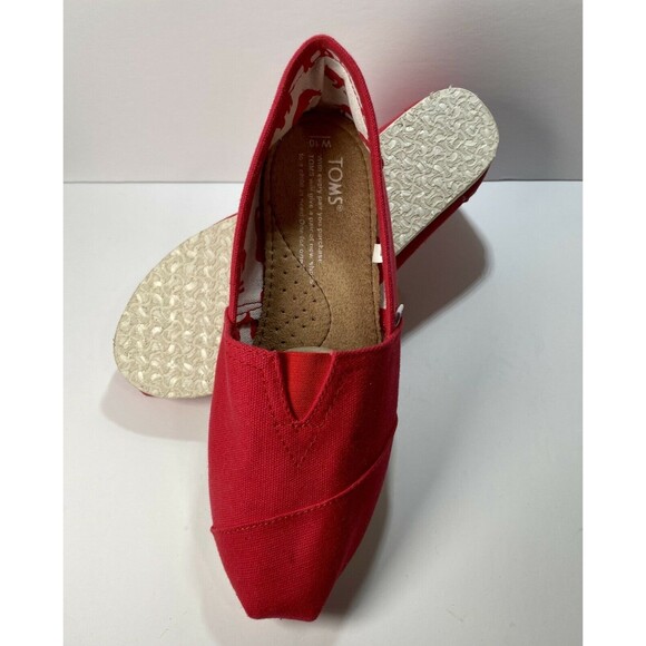 NEW TOM'S Women's 10 US Classic Red Alpargata Canvas SlipOn Shoes - Picture 4 of 10